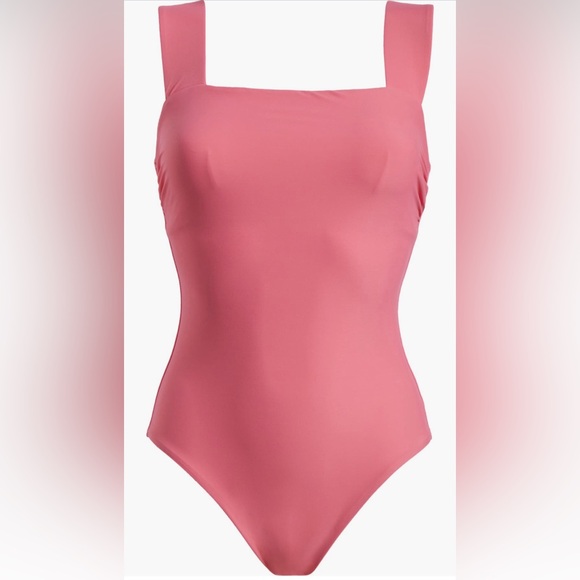 BONDI BORN Gwen Square Neck One-Piece Swimsuit, Rose Color, Size Large,$295 - Picture 3 of 10